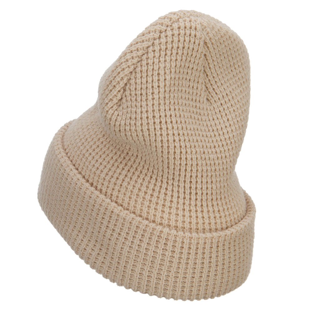 Grey Diamond Embroidered Waffle Cuff Beanie for Men & Women - Extra Large Stretchy Winter Hat for Big Heads - Perfect for Skiing, Snowboarding & Cold Weather Outdoor Activities