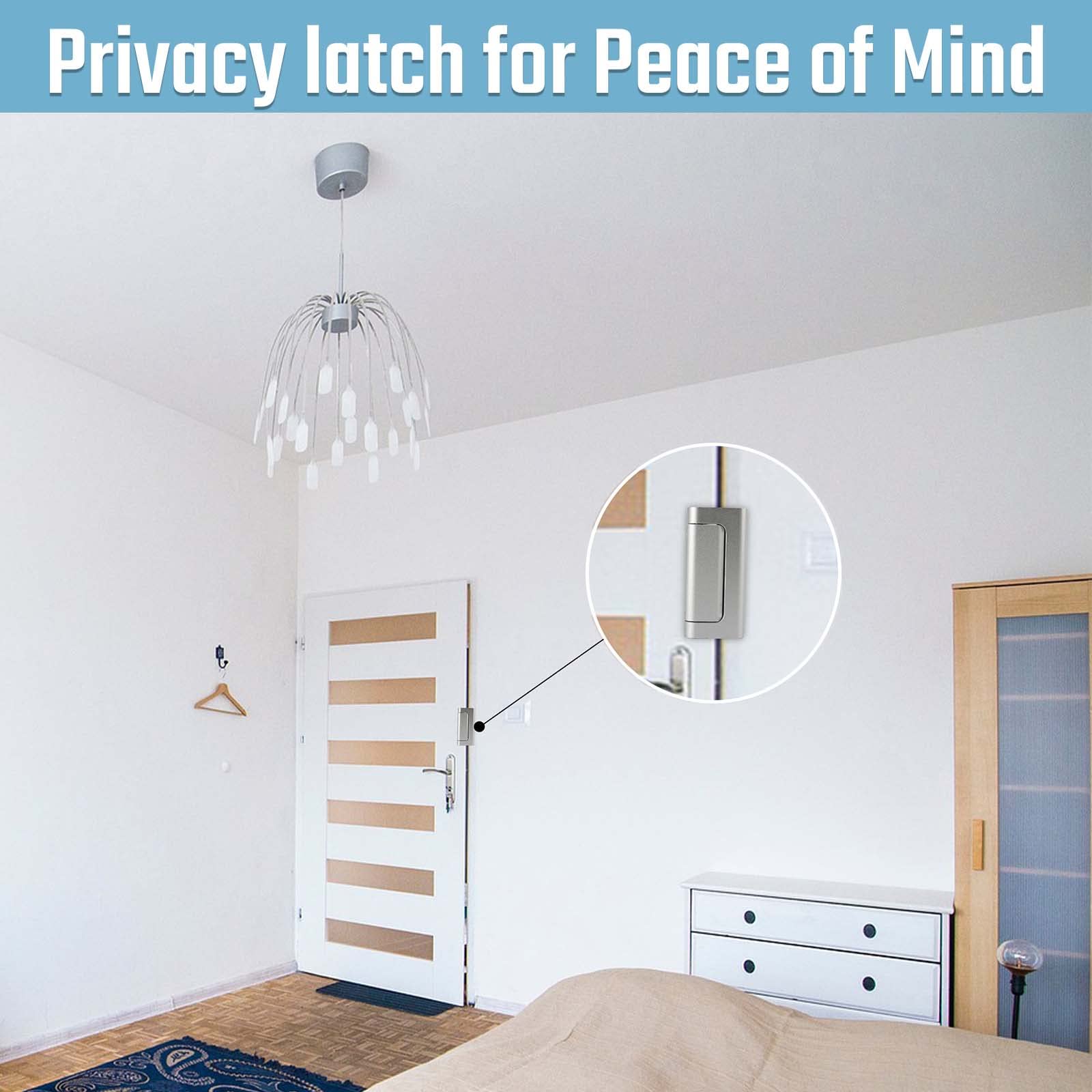 2-Pack Heavy Duty Home Security Door Lock - Childproof & Burglar Proof Aluminum Reinforcement Lock for Enhanced Safety - Prevent Unauthorized Entry - Silver Finish - Ideal for Apartments, Houses & Offices