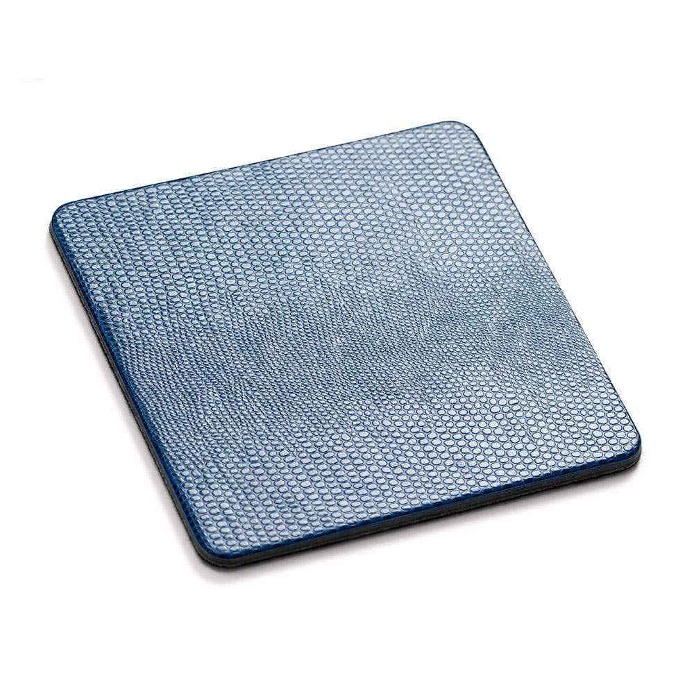 Premium Navy Blue Lizard Scale Coasters Set of 8 - Elegant Drink Coasters for Home Bar, Office Desk, or Outdoor Patio - Waterproof & Durable Table Protectors