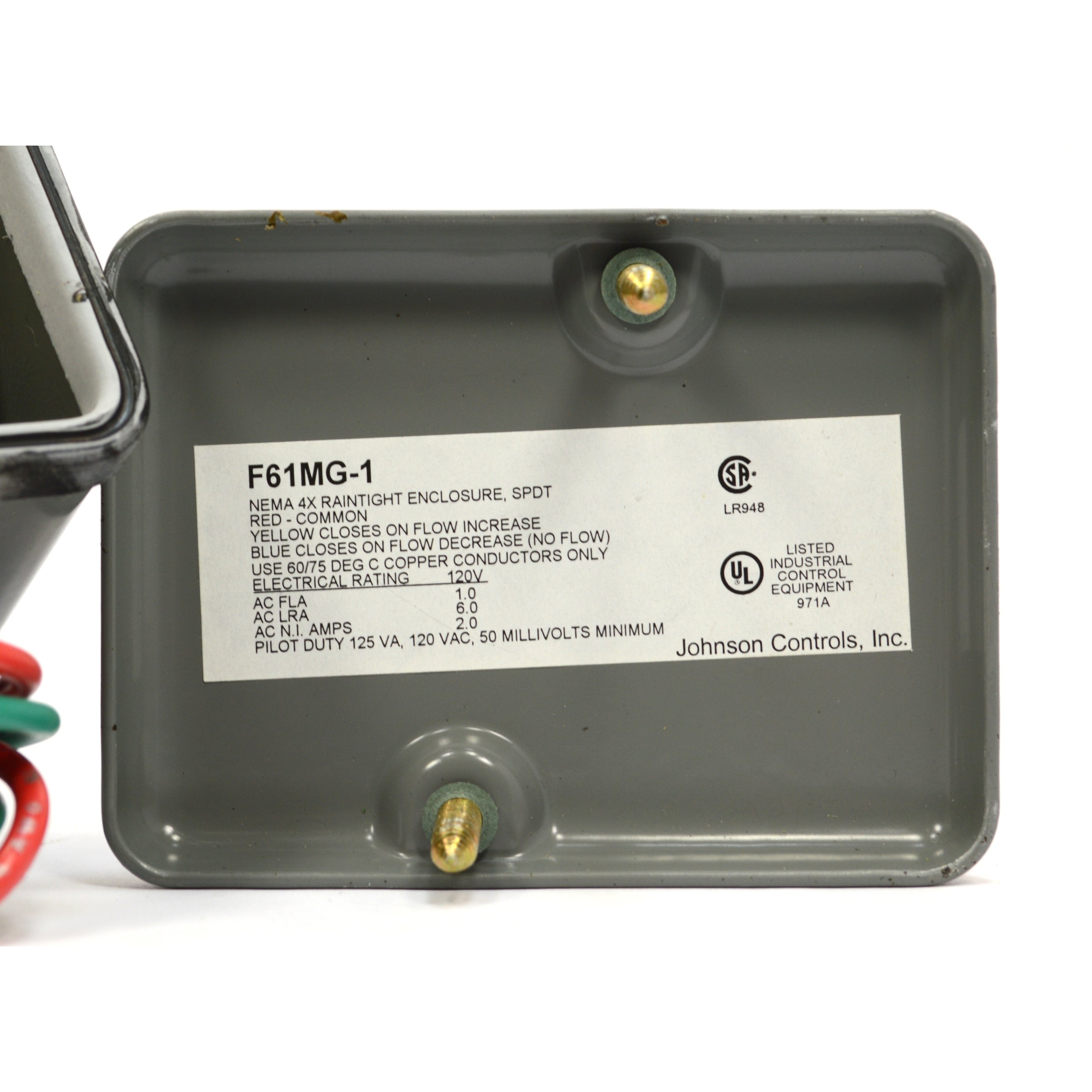 Johnson Controls NEMA 4X Raintight Enclosure SPDT Flow Switch F61MG-1 - Water Flow Monitoring for HVAC, Industrial Pumps & Plumbing Systems