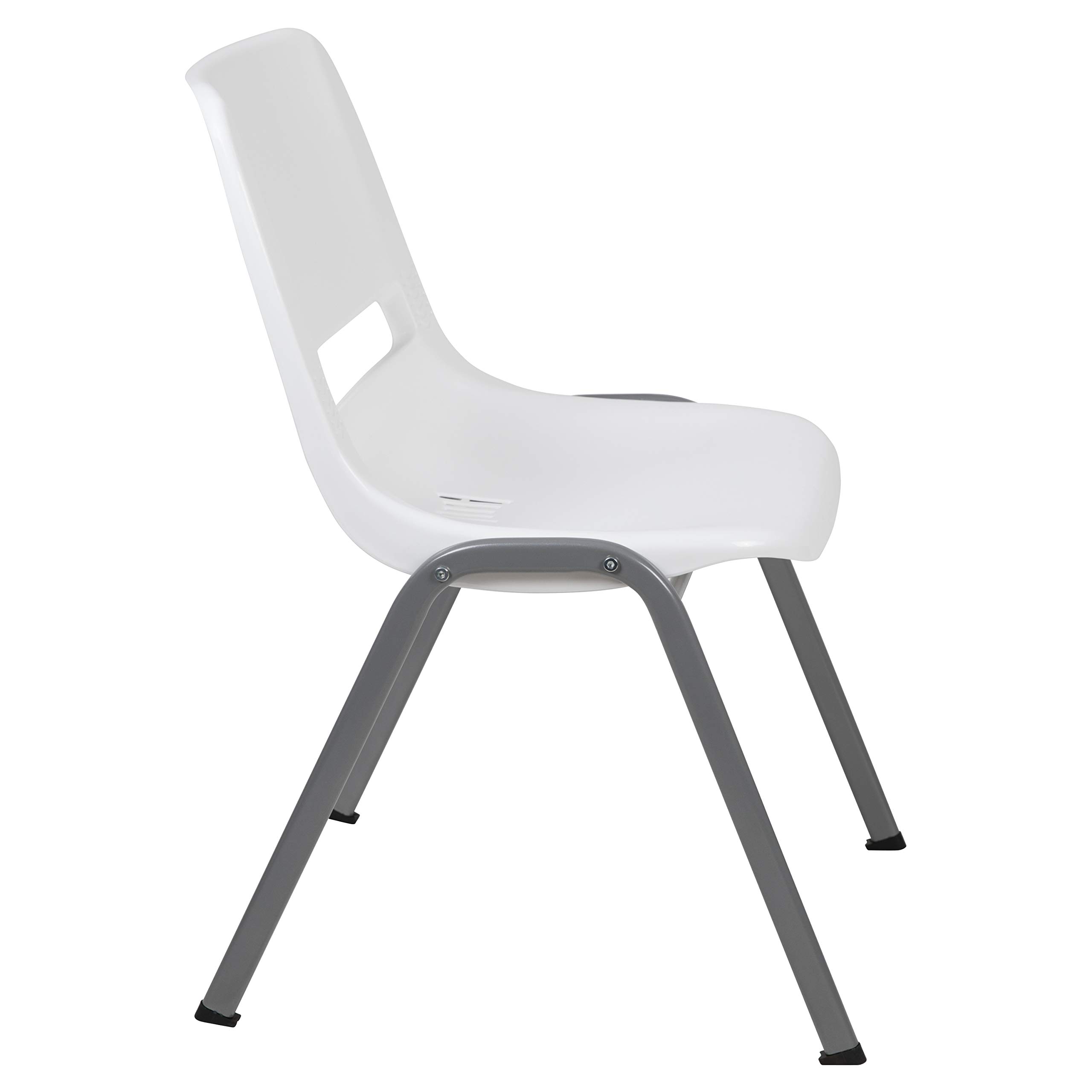 EMMA + OLIVER White Ergonomic Shell Student Stack Chair - Comfortable Classroom & Office Guest Chair for School, Conference Room, and Home Study Use