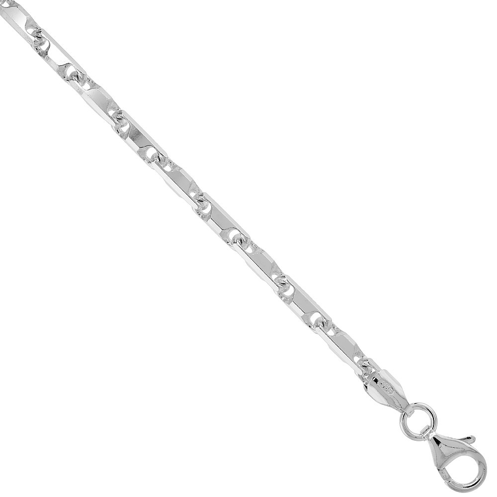 3mm Beveled Edge Sterling Silver Baht Chain Necklace & Bracelet Set - Nickel Free Italian Craftsmanship (7-30 Inch) - Perfect for Layering, Gifting & Everyday Jewelry Wear