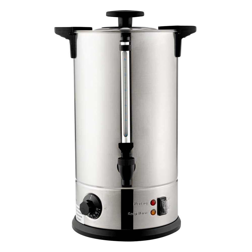 Restaurantware Restpresso 3 Gallon Commercial Coffee Dispenser - 120V/1000W Stainless Steel Hot Water Urn with Adjustable Thermostat & No-Drip Spigot - Large Double-Wall Coffee Maker for Cafes, Offices & Catering Events (Serves 67 Cups, Silver 13/0 Stainless Steel)