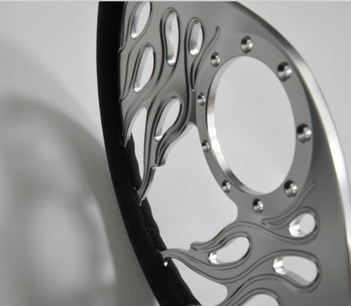 Flashpower 14'' Billet Aluminum Full Wrap Steering Wheel - 9 Bolt Pattern with 2'' Dish & Horn Button (Black) - Perfect for Off-Road Trucks, Jeeps & Custom Cars