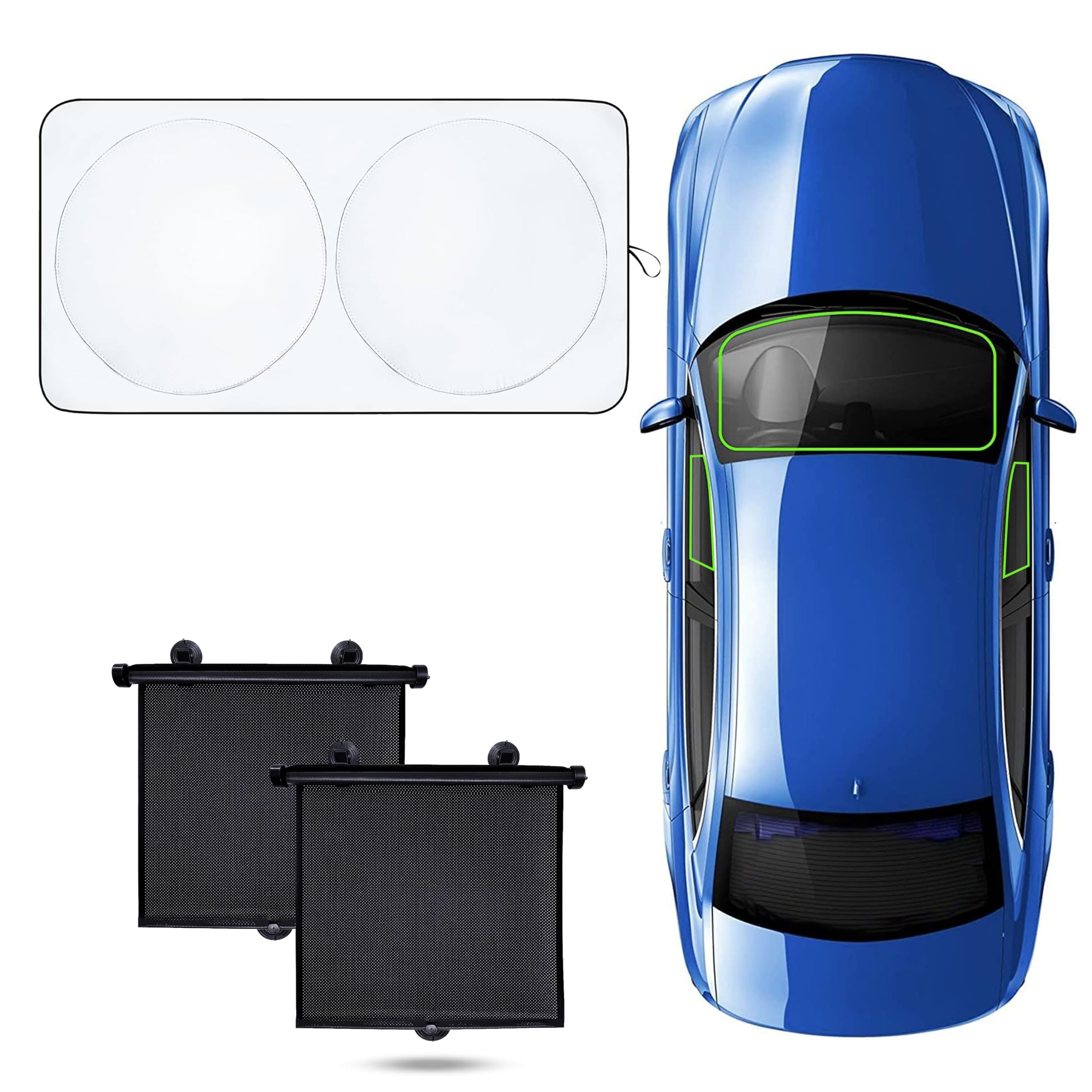 EcoNour Retractable Car Windshield & Side Window Sun Shade 15