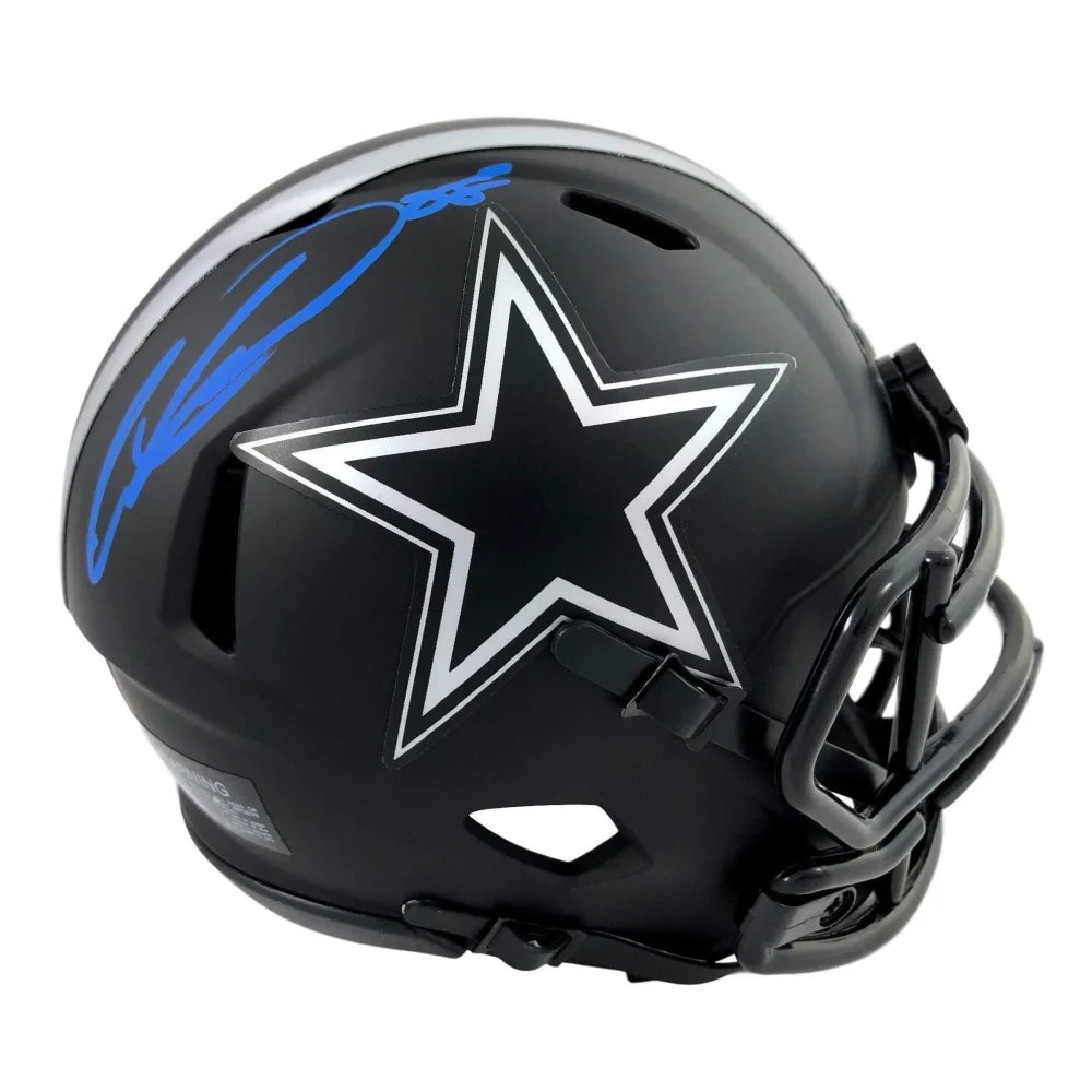 CeeDee Lamb Autographed Dallas Cowboys Eclipse Speed Black Mini Helmet - Signed NFL Collectible for Fans, Display Case & Man Cave Decor