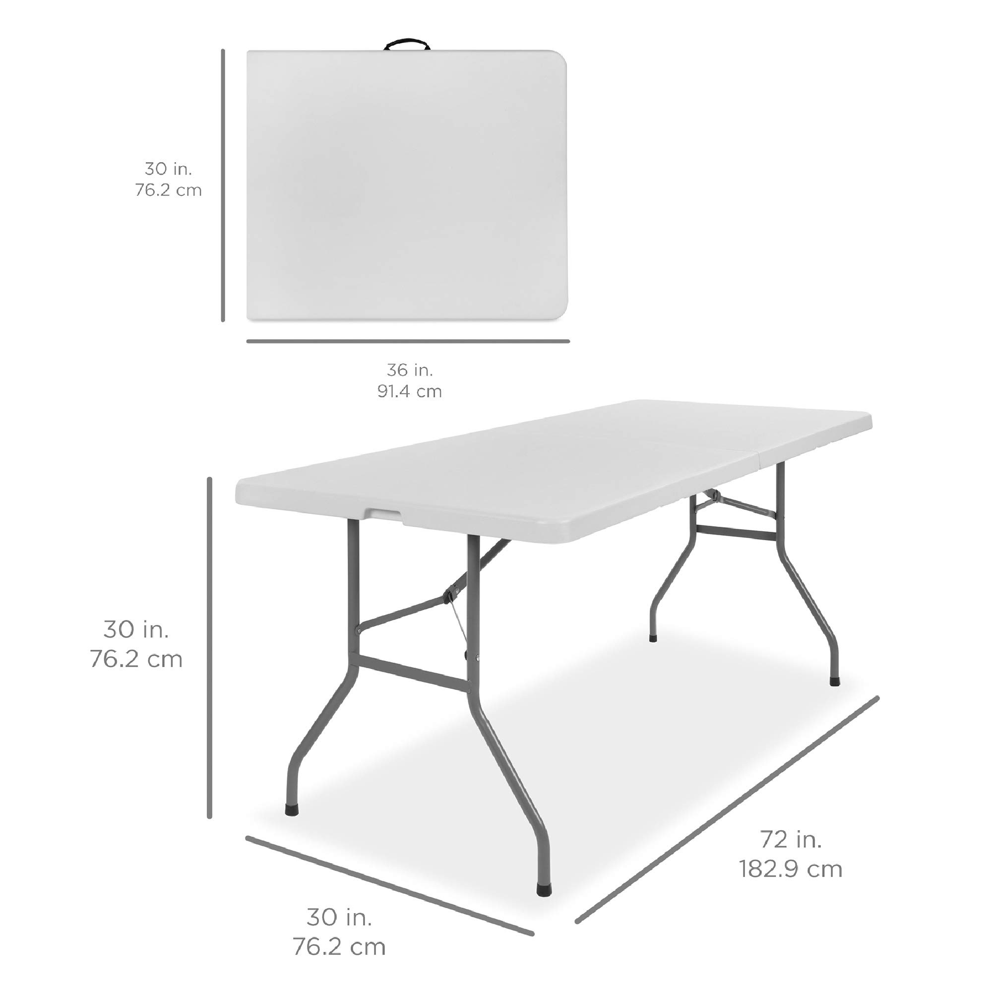 Best Choice Products 6ft Heavy Duty Folding Plastic Table - Portable Indoor Outdoor Table with Handle & Lock for Picnic, Party, Camping, BBQ, Tailgating & Home Use - White