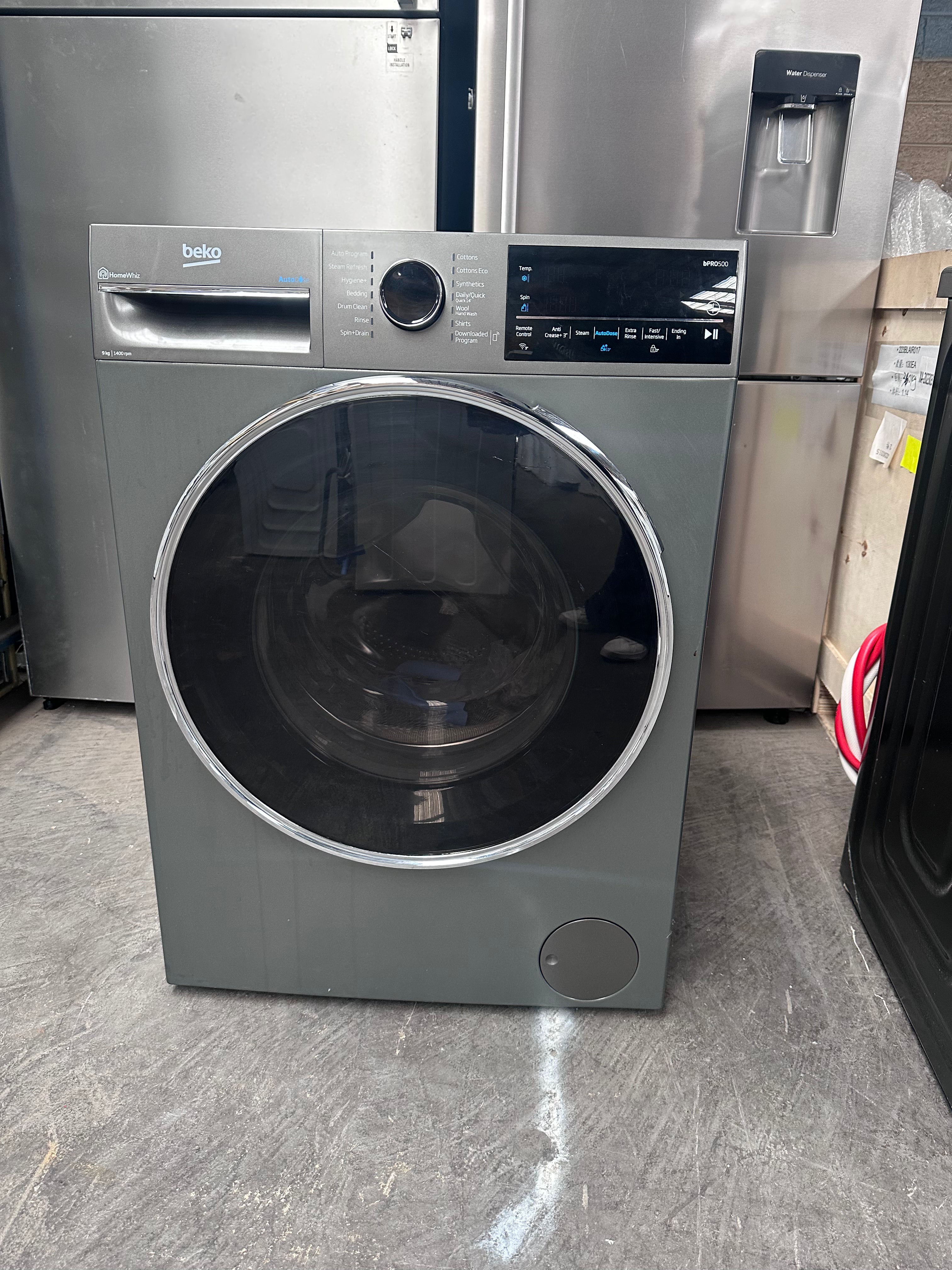 Beko BFLB904ADG 9kg Auto Dose Front Load Washing Machine - Graphite (Factory Second) | Energy Efficient Laundry Solution for Apartments & Small Homes