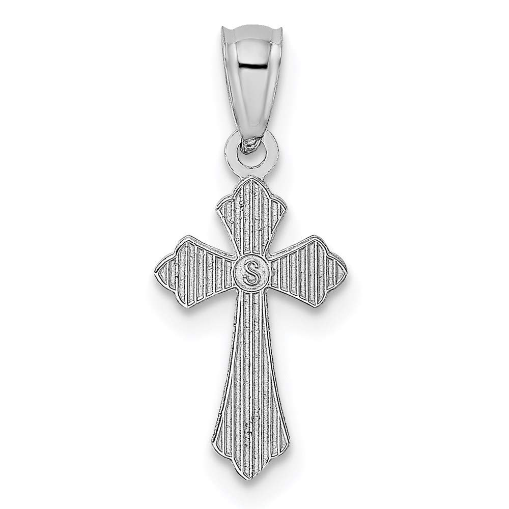 14k White Gold Dainty Budded Cross Pendant for Women