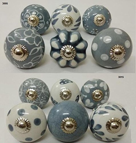 ZOYA CERAMIC KNOBS - Light Grey Cabinet & Drawer Pulls for Kitchen, Bedroom & Furniture (Design 305) | Durable Ceramic Hardware for Cabinets, Dressers & DIY Home Decor Projects