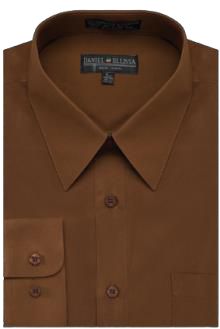 Daniel Ellissa DS3001 Convertible Cuff Basic Dress Shirt for Men - Brown | Formal Office Wear & Business Attire | Perfect for Work, Interviews & Special Occasions