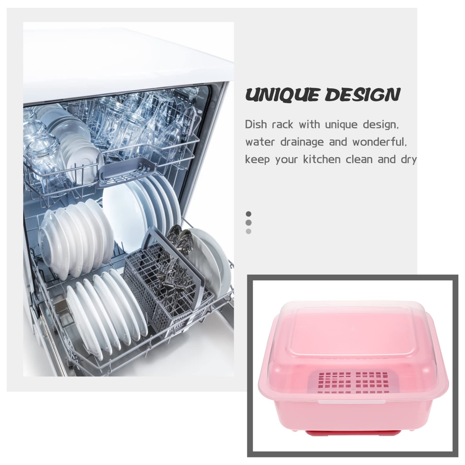 Cabilock Pp Material Kitchen Cutlery Drain Box Bowl, Chopstick & Tableware Organizer, Small Pink Countertop Drain Case for Nursing & Kitchen Organization