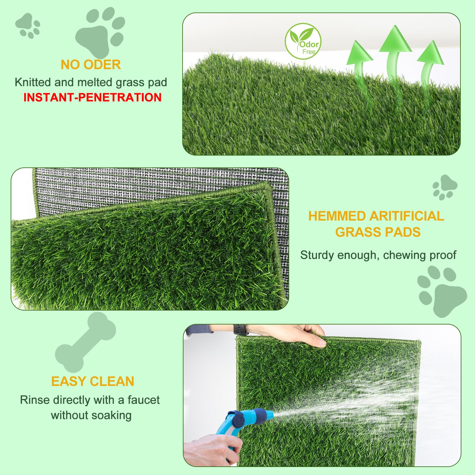 **MEEXPAWS XL Dog Grass Pad With Tray - Artificial Potty for Balcony & Indoor Use, New Generation Quick-Drain Pee Pad, Washable & Disposable Dog Litter Box with Hemmed Edge - Perfect for Small Dogs, Puppies & Apartment Living**