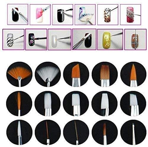 15-Piece Acrylic Nail Art Brush Set with Dotting Tools - Professional Salon Quality Nail Design Kit for Gel, Acrylic & Natural Nails - Perfect for DIY Manicures, Home Salon & Nail Art Beginners