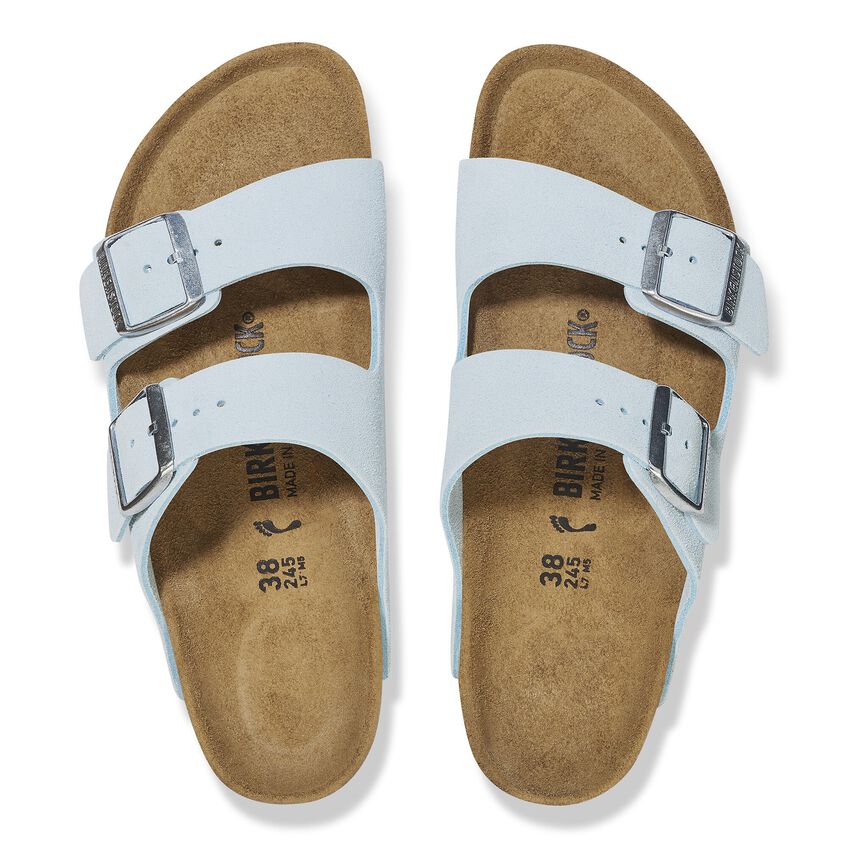 Birkenstock Arizona Soft Suede Leather Sandals in Baby Blue - Comfortable & Stylish for Women, Men - Perfect for Casual Wear, Beach, and Summer Outfits
