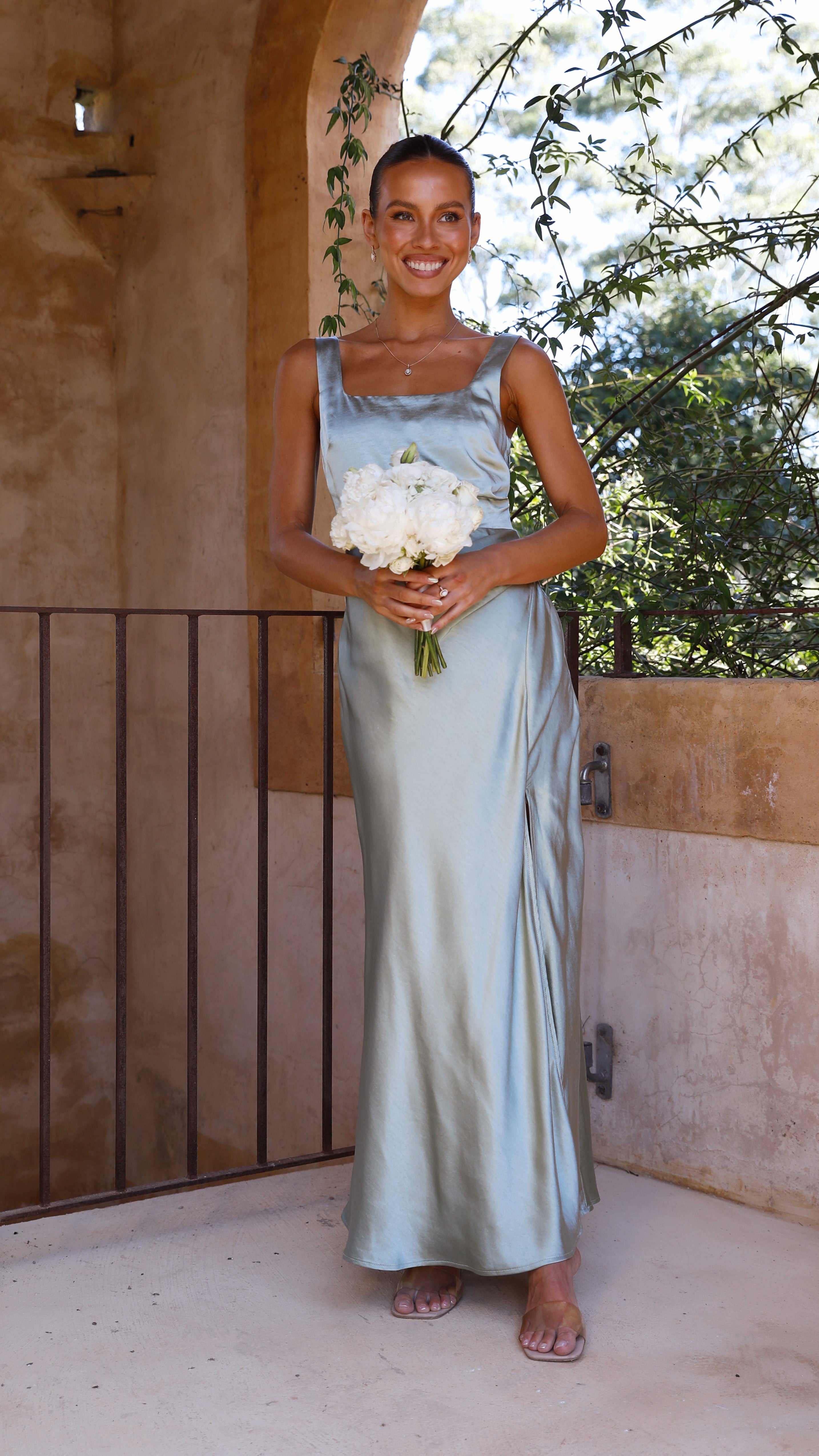 Alaria Maxi Dress in Sage Green - Flowy Long Summer Dress for Women, Perfect for Beach Vacations, Weddings & Casual Outings