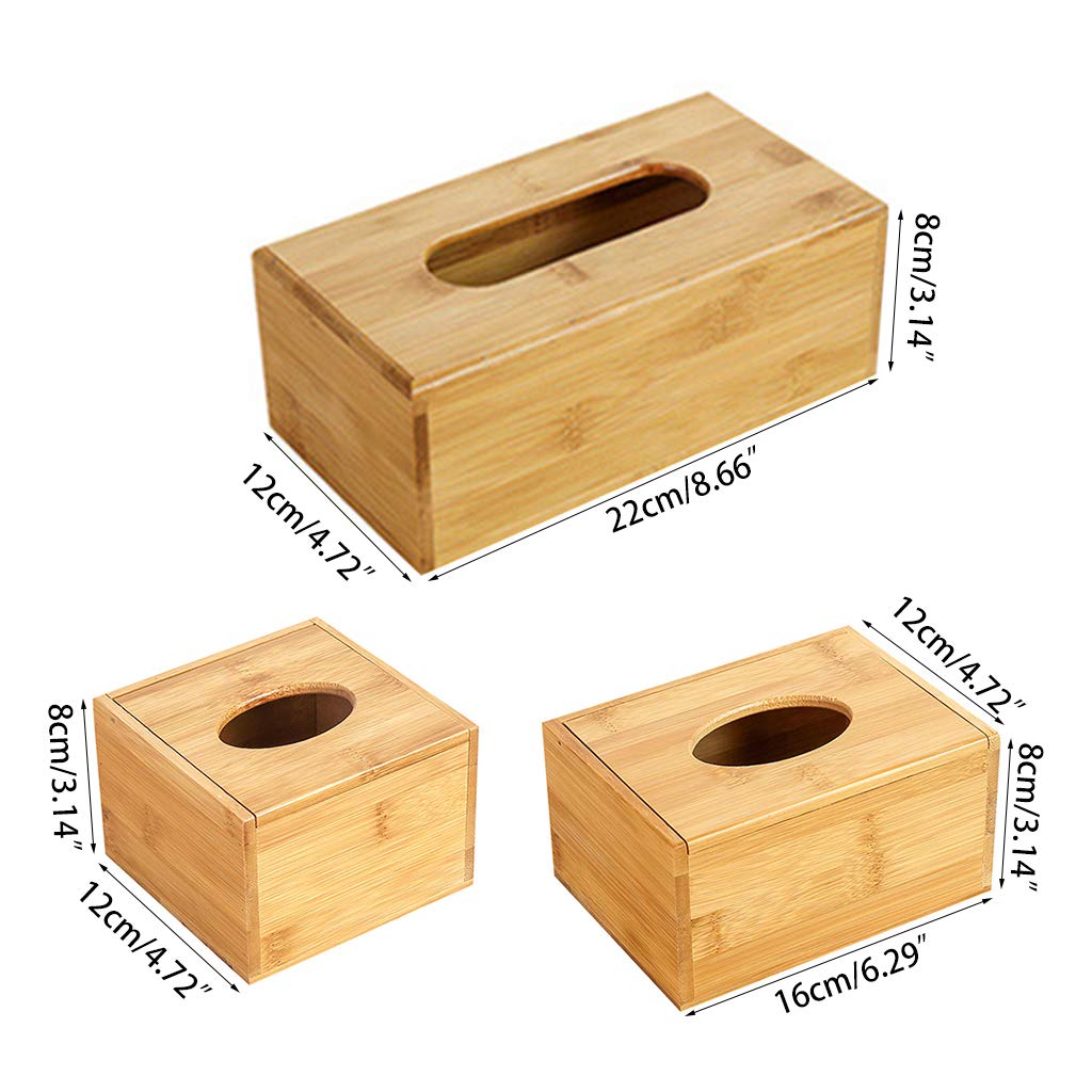 Eco-Friendly Bamboo Tissue Box Cover - Wooden Napkin Holder for Home, Car & Office | Light Brown Tissue Box Organizer | Perfect for Living Room, Bathroom & Vehicle Storage