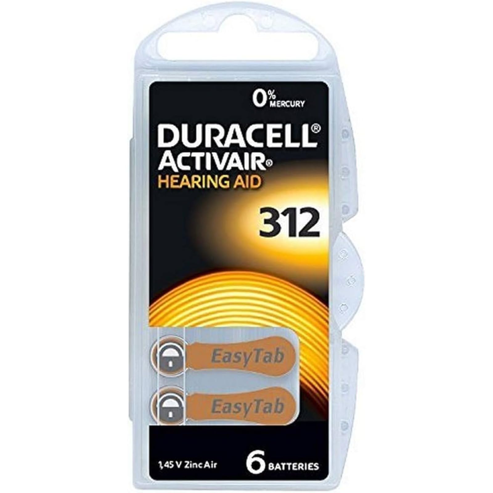 Duracell Size 312 Hearing Aid Batteries - 120 Count Pack | Long-Lasting Power for Hearing Devices | Perfect for Travel, Daily Use & Emergency Preparedness