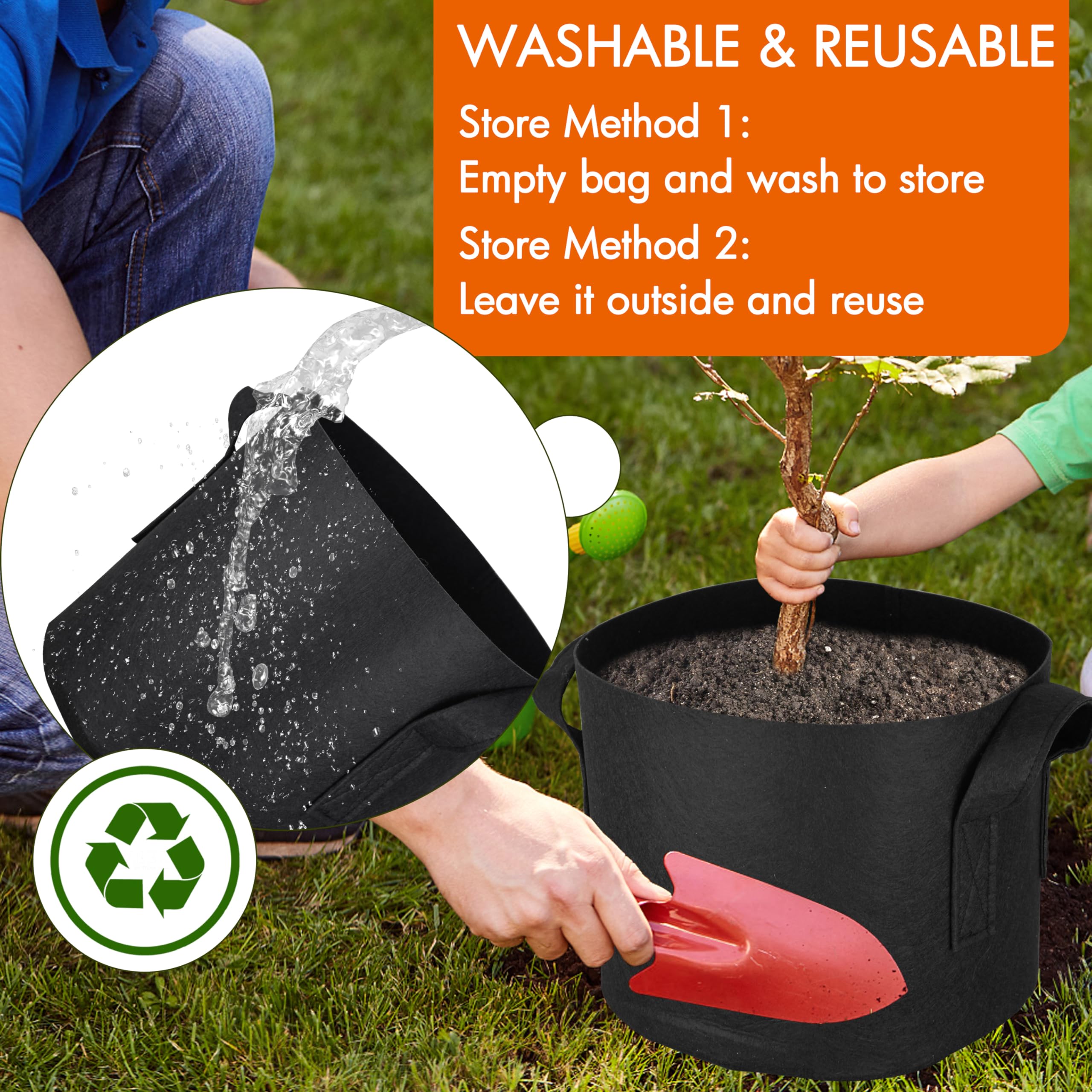 **Gardzen 20-Pack 5 Gallon Grow Bags - Breathable Fabric Plant Pots with Sturdy Handles for Vegetables, Herbs, and Flowers - Ideal for Indoor & Outdoor Gardening**