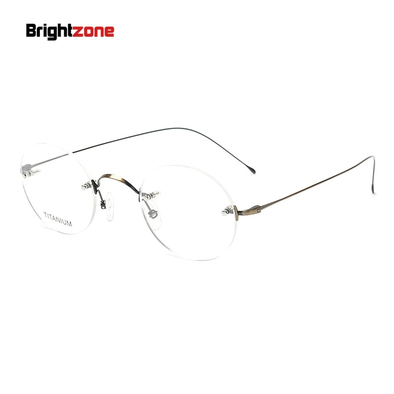Brightzone Women's Rimless Round Titanium Eyeglasses - Lightweight & Durable Titanium Frame for Everyday Wear | Perfect for Office, Reading & Fashion Accessories