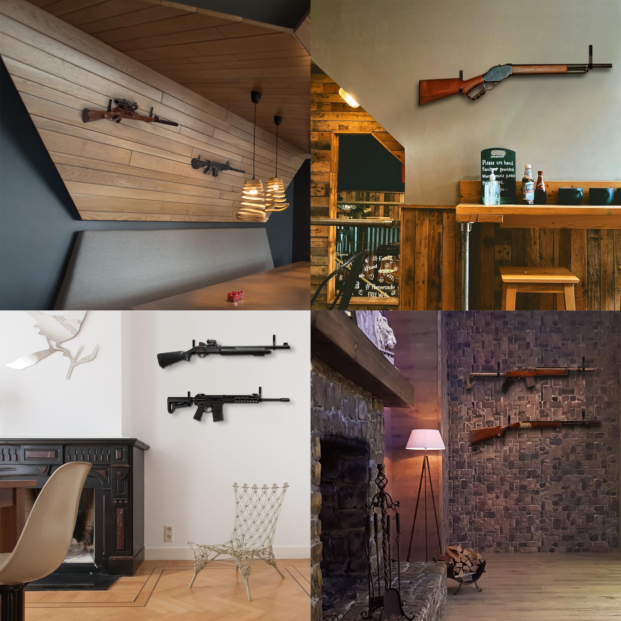 TRIPLE DEER Heavy Duty Steel Gun Rack - Wall Mounted Shotgun & Rifle Storage Hook with Soft Padding - Horizontal Hanger for Firearms, Bows & Swords - Secure Weapon Display & Organization for Hunting Cabin, Gun Room or Home Armory