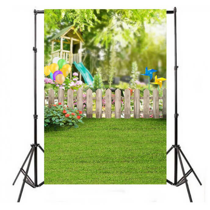 3x4m Colorful Lawn Park Printed Background for Kids' Birthday Party, Baby Shower, Photo Booth Props - Design 1 (Clearance Sale) - Perfect for Outdoor Events, Themed Parties & Photography Backdrops