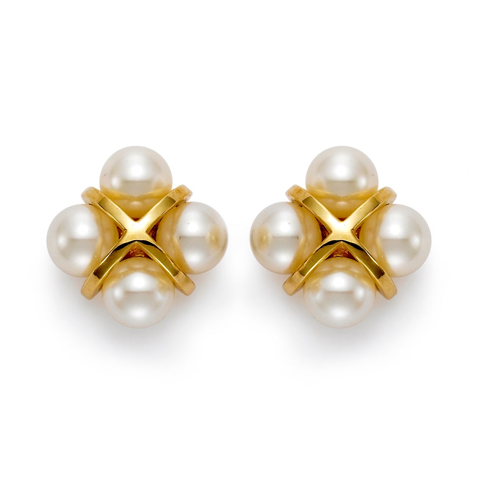 Pearl and Gold Cross Earrings for Women - Elegant Religious Jewelry Gift for Church, Wedding, and Special Occasions