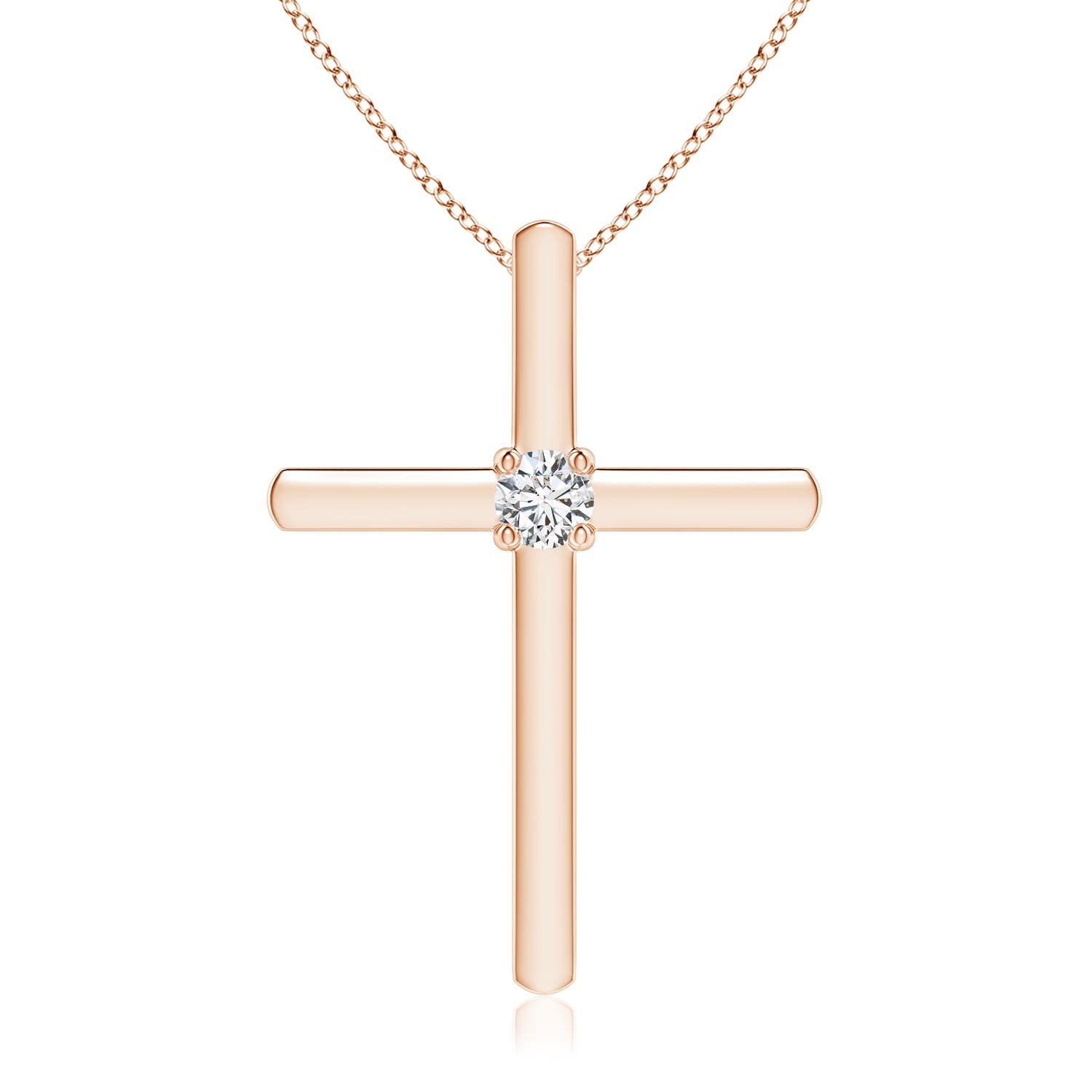 Angara 14K Solid Gold/Platinum Natural Diamond Cross Pendant Necklace for Women & Girls - April Birthstone Jewelry Gift for Birthday, Wedding Anniversary - Perfect for Everyday Wear, Special Occasions & Religious Ceremonies
