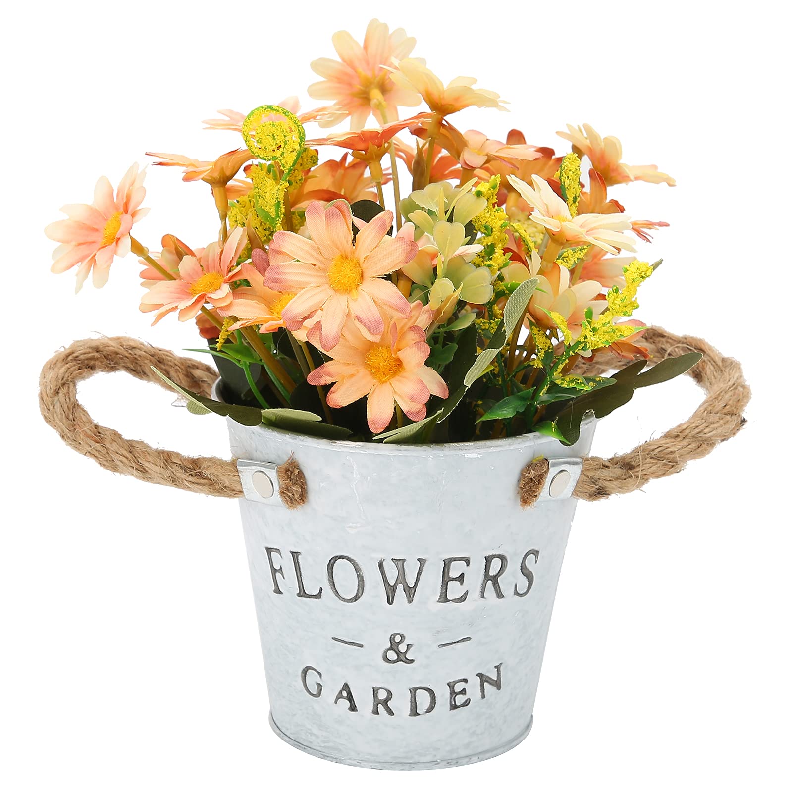 CICIGLOW Artificial Daisy Flower Pot - Realistic Fake Daisy Bonsai Plant for Home, Office, Balcony & Wedding Decor - Champagne Color - Perfect for Windowsill Decor, Table Centerpieces & Party Decoration