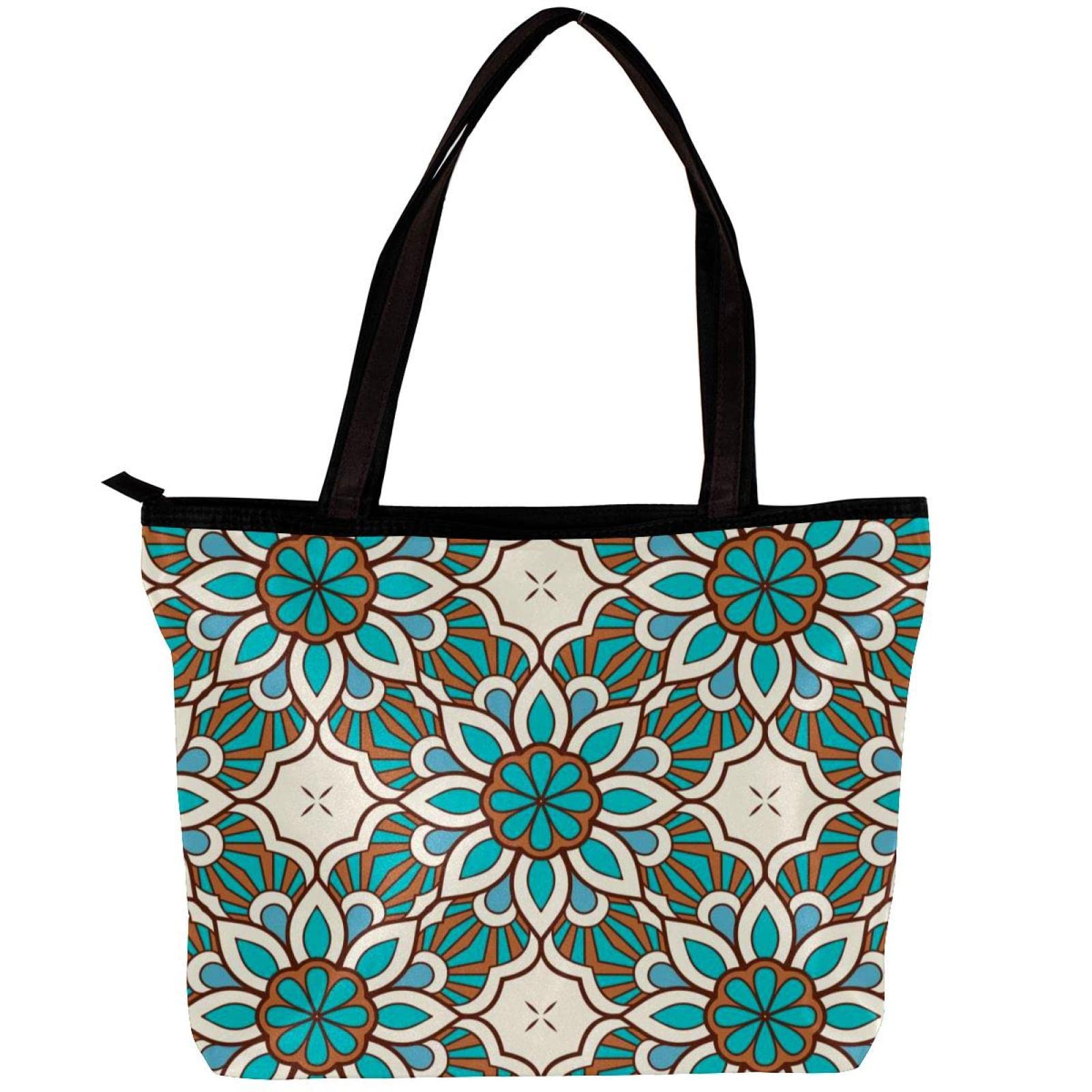 Stylish Gold Mandala Tote Bag for Women - Fashionable Shoulder Bag with Inner Pouch | Perfect for Work, Travel, and Everyday Use