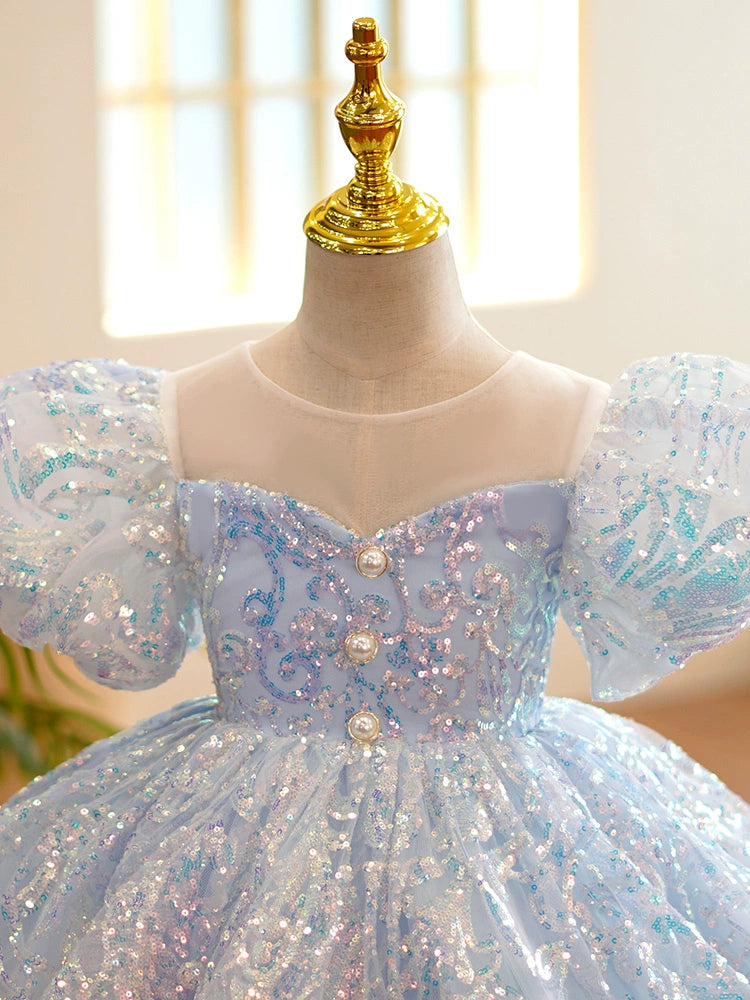 Royal Blue Organza Flower Girl Dress - Princess Round Tea-Length for Weddings & Special Occasions | Perfect for Bridal Parties, Pageants & Formal Events