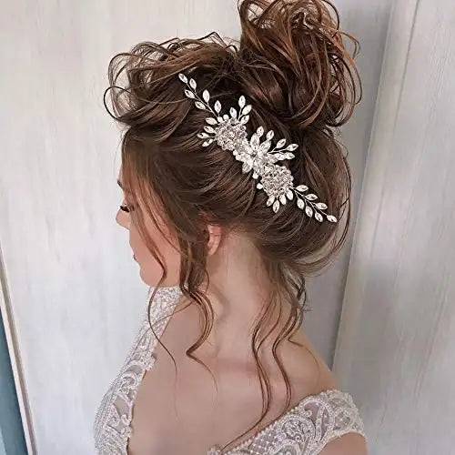 Sparkling Silver Rhinestone Hair Comb for Women - Elegant Bridal Wedding Hair Accessories & Prom Party Hair Jewelry