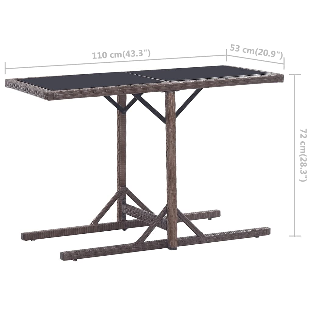 Brown Rattan Square Coffee Table with Glass Top - 43.3
