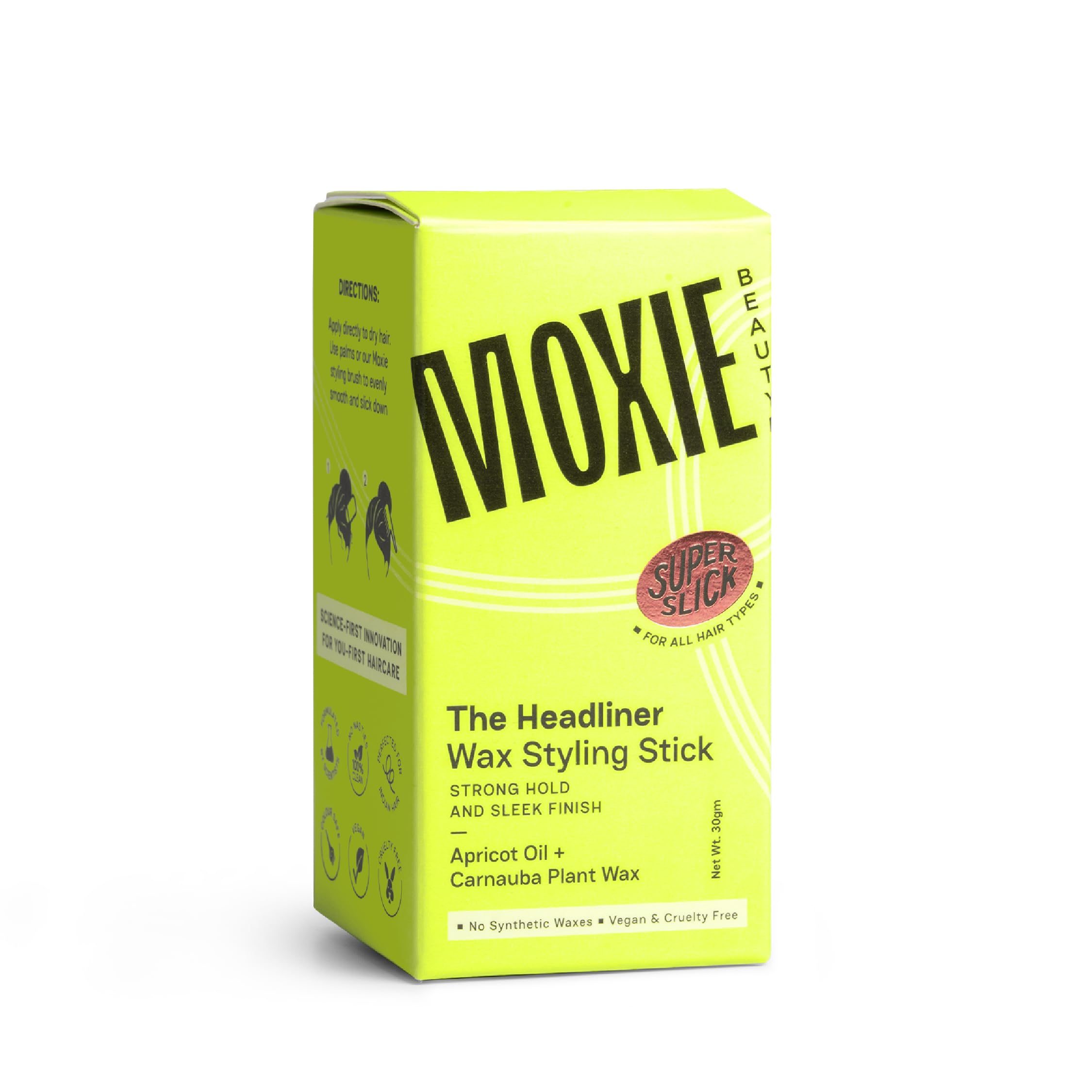 Moxie Beauty The Headliner Hair Wax Styling Stick - Flyaway Hair Fixer with No Residue for Smooth & Sleek Styles - Perfect for Men & Women's Daily Hair Care, Styling, and Travel