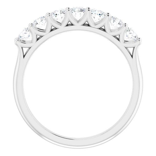 0.75 Carat Round Cut Diamond Shared Prong Wedding Band - 7 Stone Anniversary Ring for Women - Perfect for Bridal, Engagement, Vow Renewal & Special Occasions