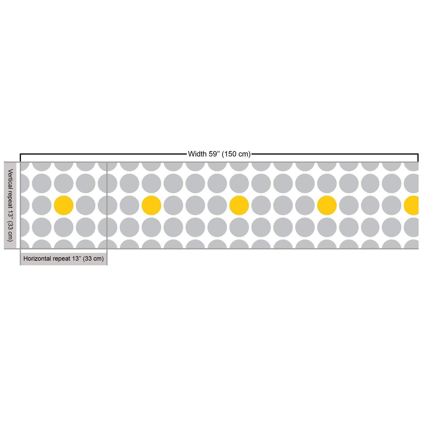 Ambesonne Abstract Fabric - Grey & Yellow Polka Dots, 2 Yards for Upholstery & Home Decor