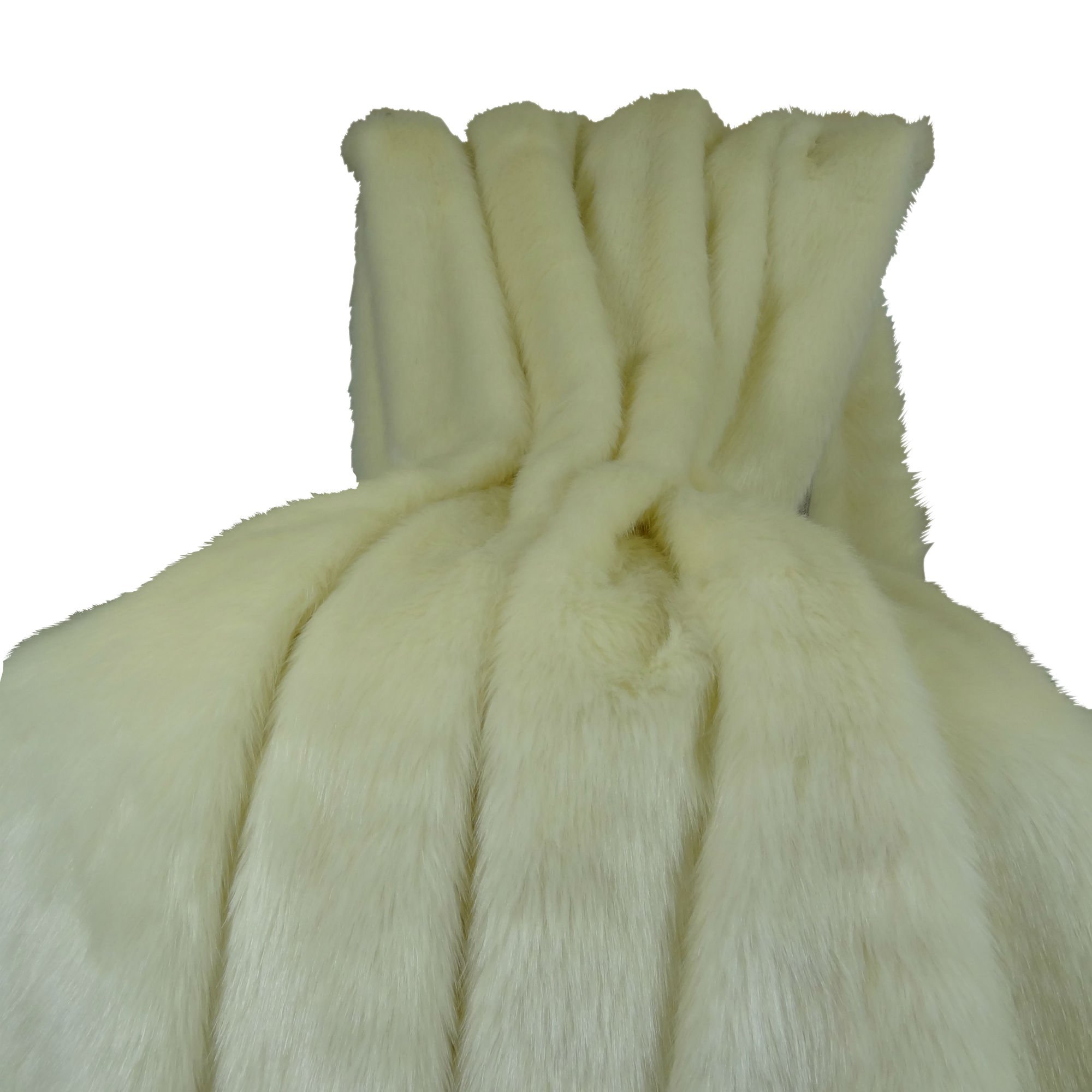 Luxury Arctic Fox Faux Fur Throw Blanket - Cream White Soft Bedspread - Heavy Weight Handmade in USA - Cozy Home Decor for Sofa, Bed & Winter Warmth