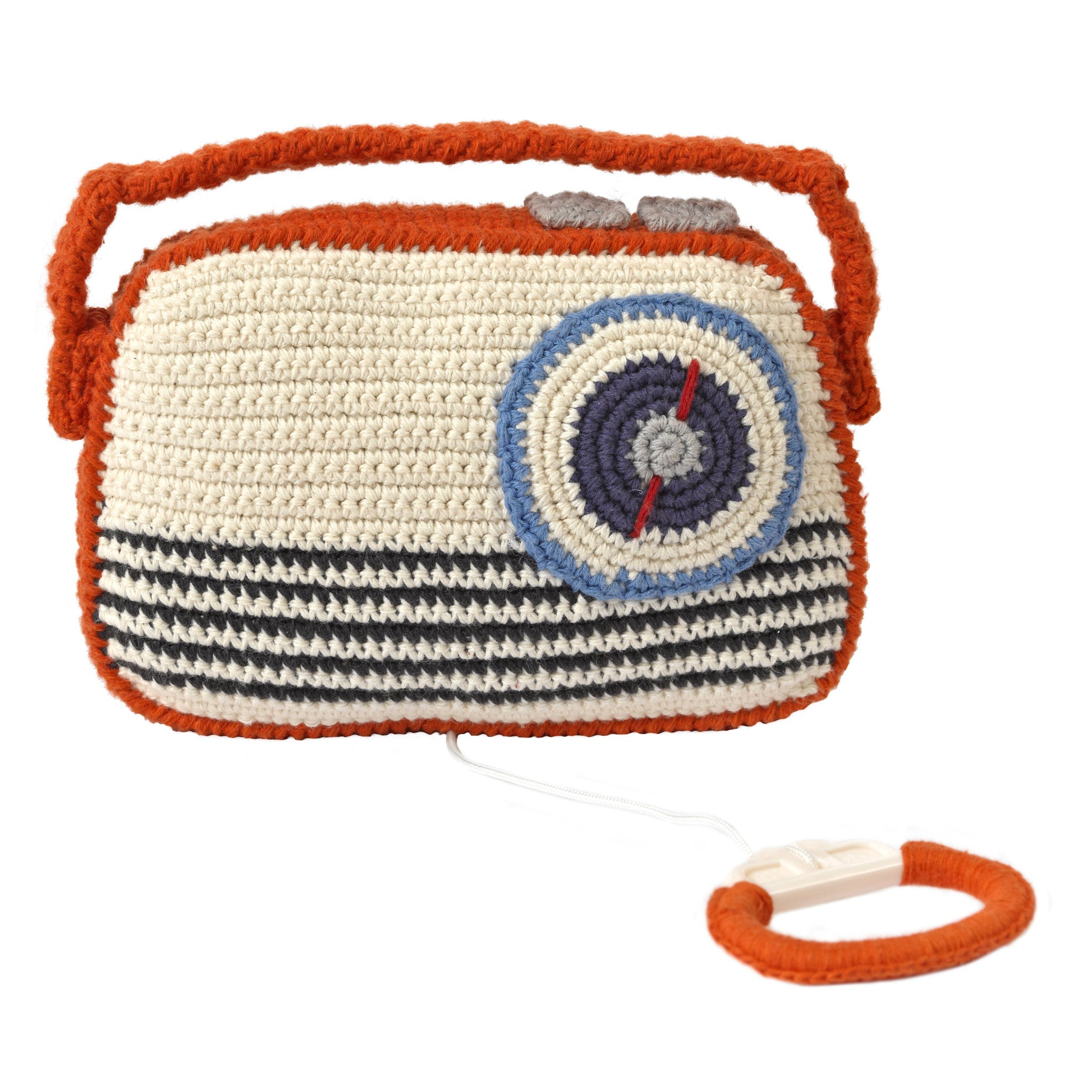 Anne Claire Petit Radio Music Box Crochet Orange - Handmade Musical Gift for Baby Shower, Nursery Decor, Birthday Present - Perfect for Lullabies and Childhood Memories