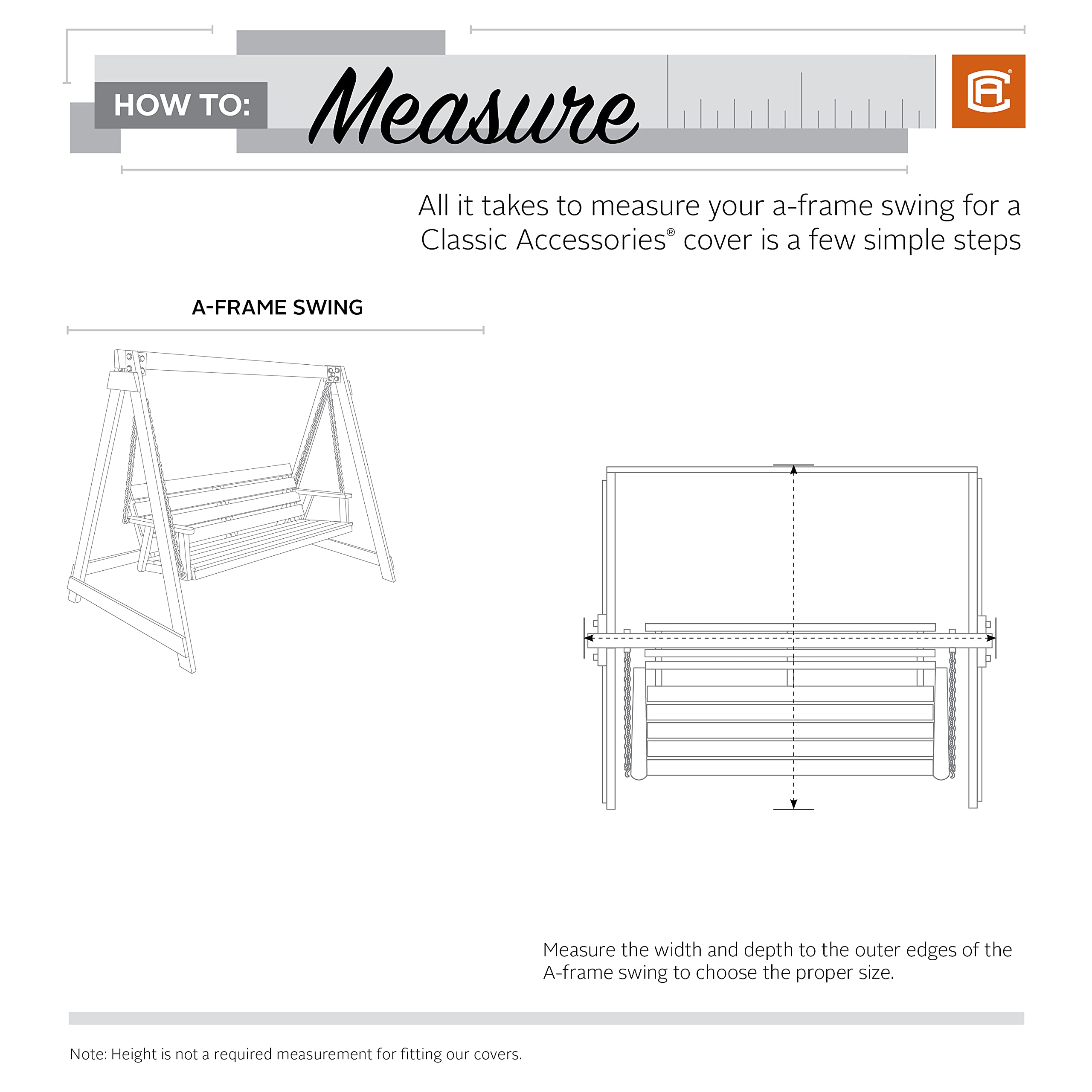 Classic Accessories Veranda 72 Inch A-Frame Swing Set Cover - Water-Resistant Outdoor Protection for Patio, Garden, and Backyard