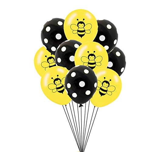 Happy Bee Day Balloons - 15 Pcs Latex Bumblebee Balloons with Dots & Confetti for Baby Shower, Birthday Party Decorations - Perfect for Gender Reveal, Nursery Decor & Bee-Themed Celebrations