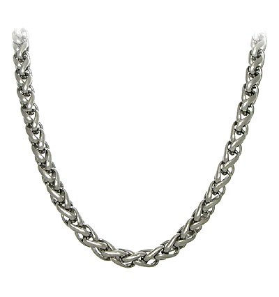 True Titanium 7MM Wheat Chain Link Necklace for Men - Durable Titanium Necklace for Everyday Wear, Gifts & Special Occasions