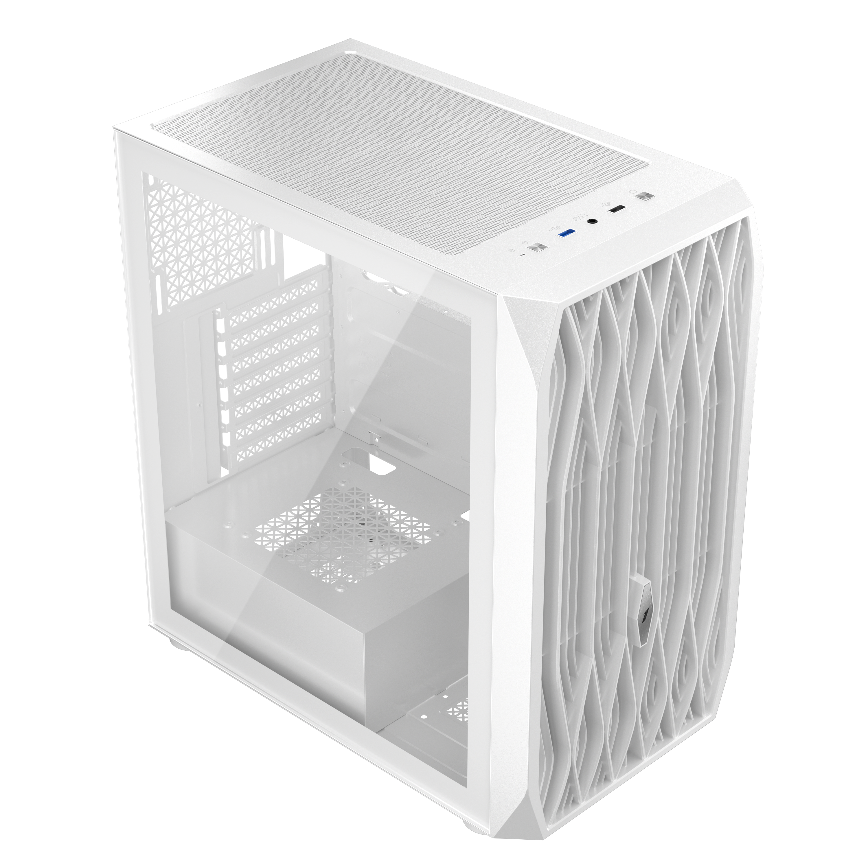 1st Player AY7 ATX/Micro-ATX/Mini-ITX PC Gaming Case - White | High Airflow Mid Tower Computer Case for Gaming PC Builds | Perfect for Esports, Streaming & Home Office Setups