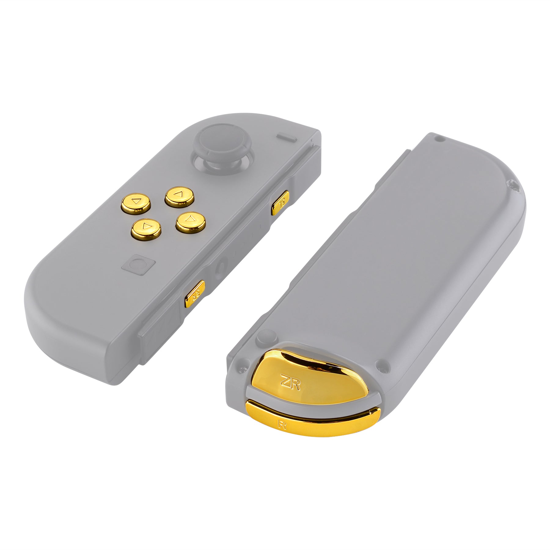 eXtremeRate Chrome Gold Glossy Replacement Buttons Kit for Nintendo Switch JoyCon & OLED JoyCon - ABXY Direction Keys, SR SL L R ZR ZL Triggers with Springs & Tools (Shell Not Included) AJ301 - Perfect for Gaming Enthusiasts & DIY Controller Mods