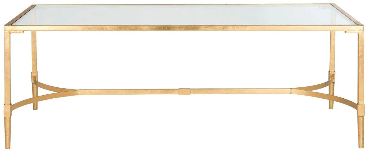 Luxury Gold Coffee Table with Tempered Glass Top - Modern Designer Living Room Furniture for Home Decor & Entertaining