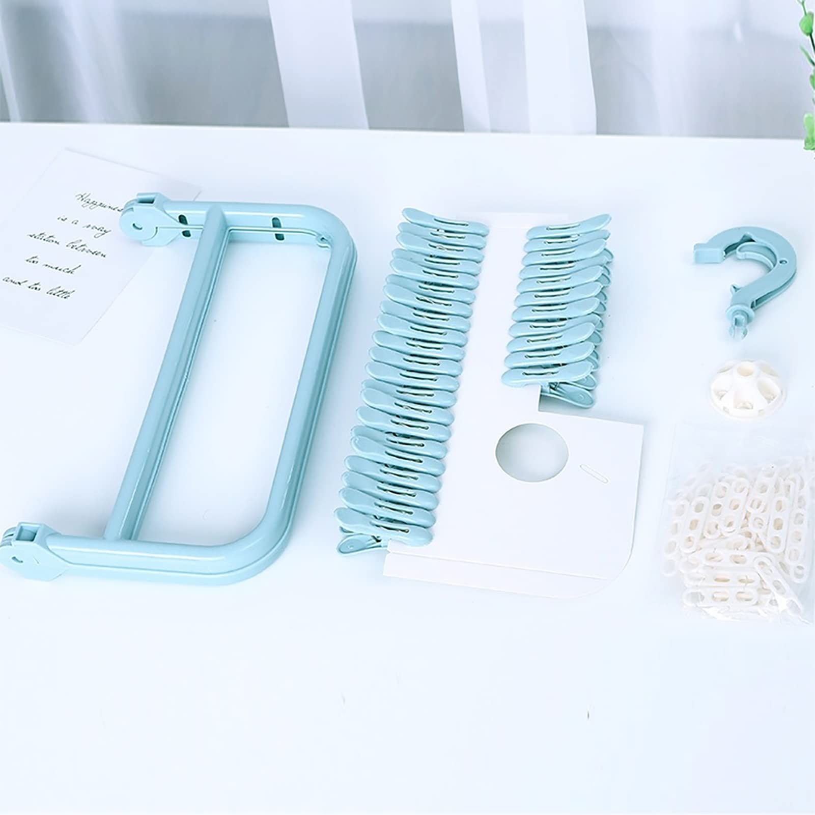 Foldable Plastic Clothes Drying Rack with Clips - Space Saving Laundry Hanger for Socks, Underwear, Bras, Lingerie & Towels - Perfect for Small Apartments, Dorms & Travel Use