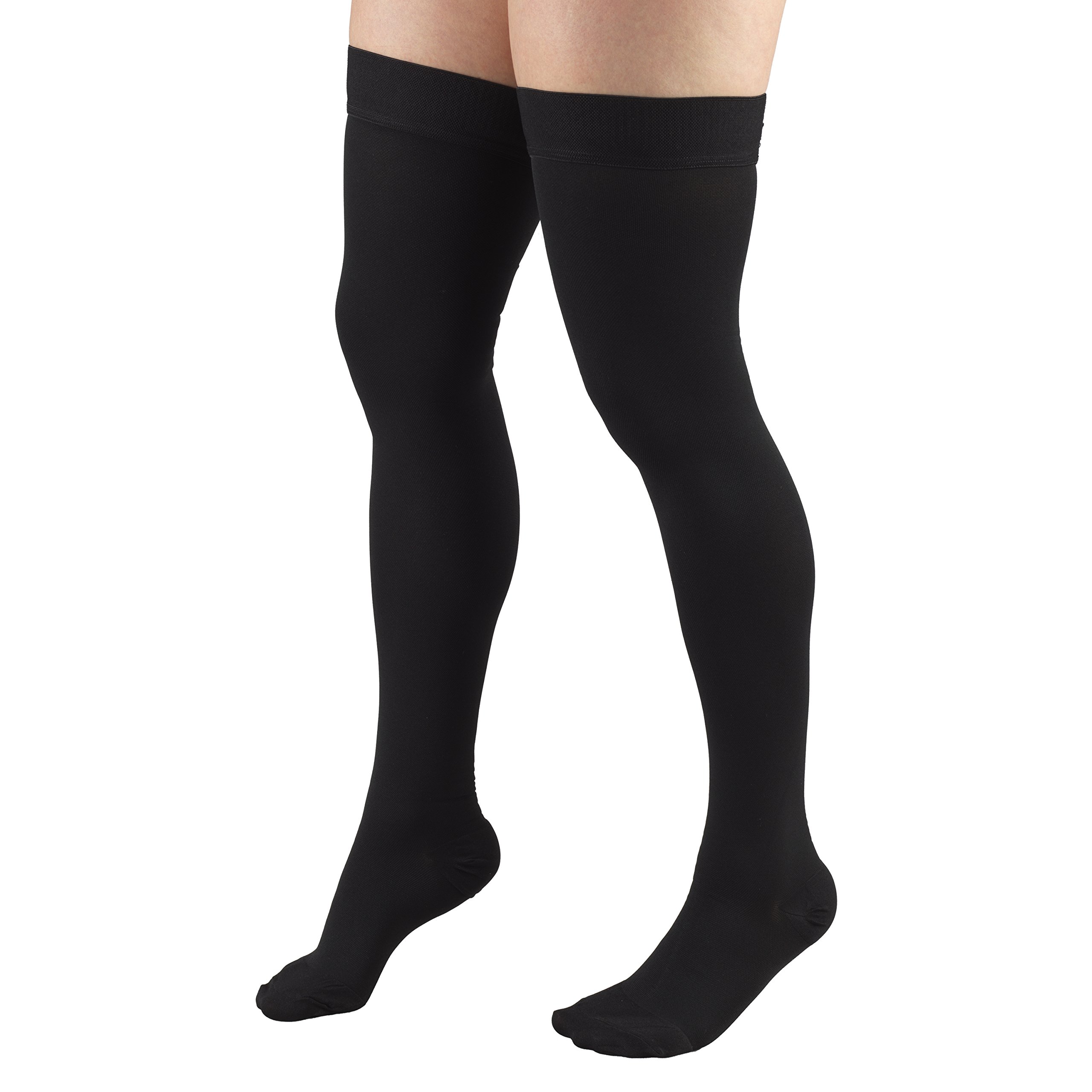 Truform 20-30 mmHg Compression Stockings for Men & Women - Thigh High Medical Socks with Dot Top & Closed Toe - Ideal for Circulation Support, Varicose Veins & Long Flights