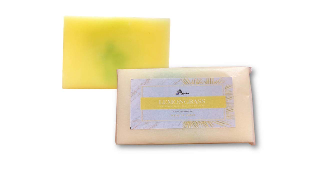 Aster Lemongrass Handmade Soap - Pack of 2 (100g Each) | All-Natural Essential Oil Soap for Dry & Normal Skin Types | Perfect for Daily Cleansing, Gift Sets & Spa Days