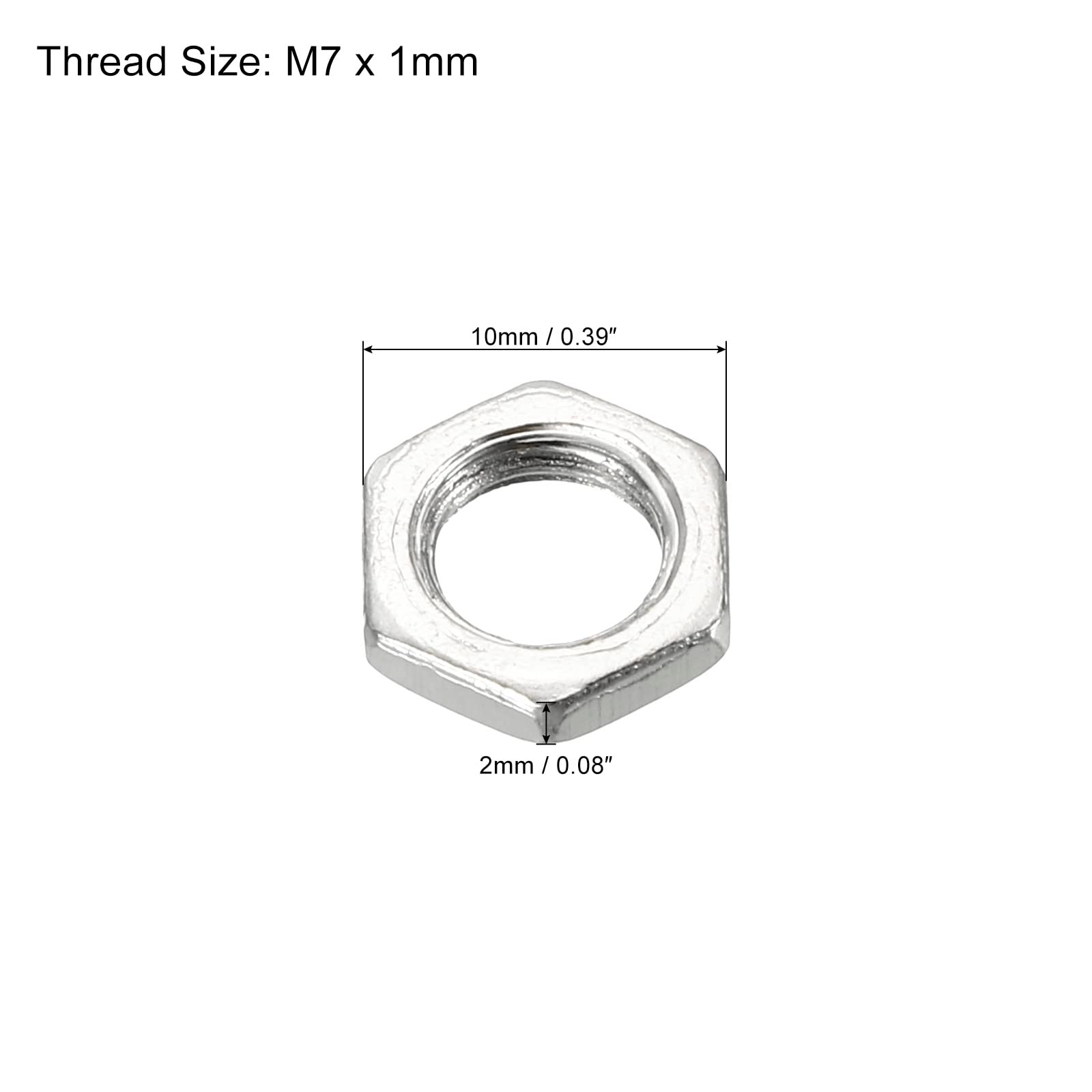 PATIKIL M7 x 1.0 Steel Hex Nuts - 30 Pack Metric Thread Zinc Plated Fasteners (2mm Height) - Durable Hardware for Automotive, Machinery & DIY Projects