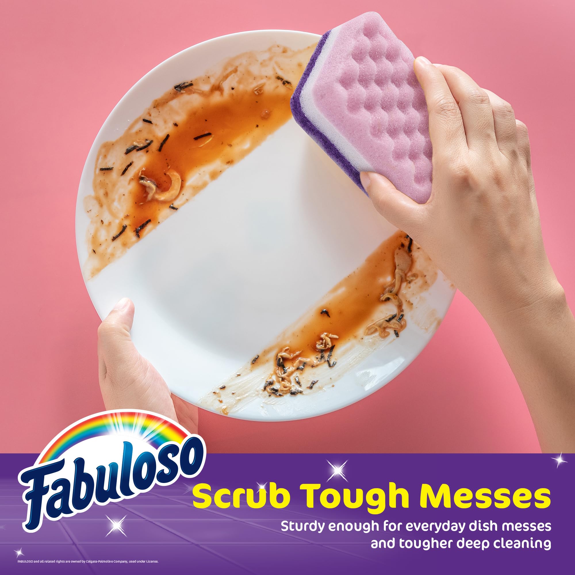 Fabuloso Purple Sponges 4-Pack | Non-Scratch Dish Sponges for Kitchen Cleaning | Safe for Dishes, Countertops & Delicate Surfaces | Perfect for Daily Dishwashing & Household Cleaning Tasks