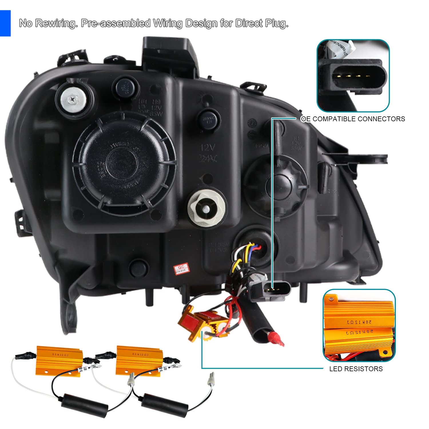Spec-D Black LED Projector Headlights for 2006-2008 Mercedes ML-Class - Upgrade Your Ride